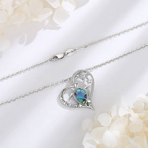 Merryshine Turtle Loveハートネックレス925スターリングシルバー本物のマザーオブパールペンダント - Product Image 5