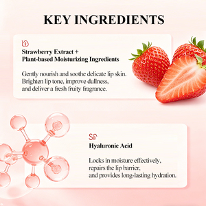 สครับริมฝีปากผสมสตรอว์เบอร์รีธรรมชาติ บาล์มขัดผิวและบำรุง ช่วยผลัดเซลล์ผิวที่ตายแล้วและดูแลริมฝีปากให้กระจ่างใส - Product Image 3