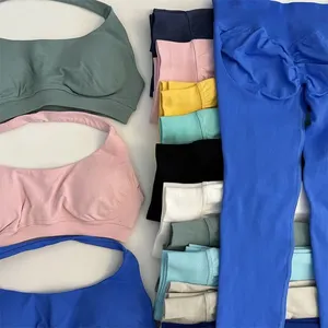 Set di leggings a impatto per donne senza soluzione di continuità per Yoga con scricchiolio di testa completo da palestra per allenamento con Top corto all'americana - Product Image 2