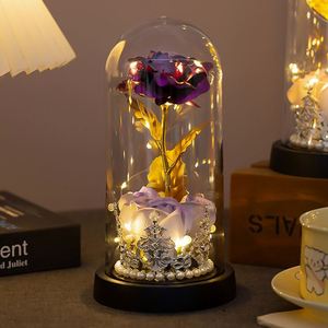 Eternal Rose Lamp Gold Foil Flower Glass <b>Shade</b> Ornament Creative Gift for Girlfriend on Qixi Valentine's Day - Product Image 2