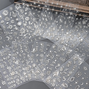 Autocollants pour ongles en argent style <span class=keywords><strong>French</strong></span> Tip, 5D en relief, motifs d'amour, avec adhésif, pour la décoration des ongles DIY, vente en gros - Product Image 3