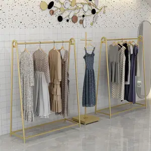 Factory Wholesale Metal Gold Clothes Display Stand Hanging Racks For Retail Garment Store Boutique