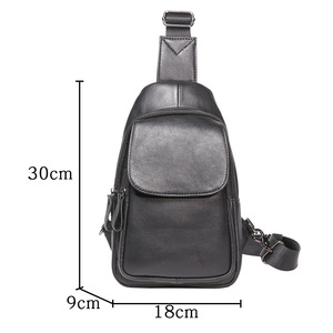 Sac de poitrine en cuir véritable pour hommes, sac à bandoulière décontracté en cuir de vache première couche, sac à bandoulière multifonction, petit sac à dos - Product Image 1