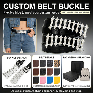 Ceinture en cristal brillant personnalisée à faible MOQ, ceinture créative de designer avec logo en strass argenté, <span class=keywords><strong>boucle</strong></span> en métal pour ceinture ODM OEM avec huile d'étanchéité - Product Image 1
