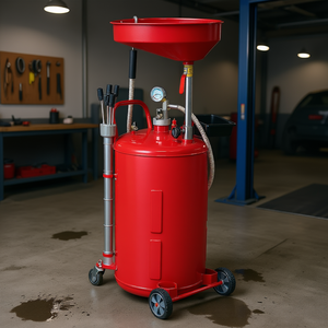 Réservoir de vidange d'huile usagée 21 gallons rouge portable à commande pneumatique pour ateliers de réparation automobile et drainage de fluides industriels - Product Image 2