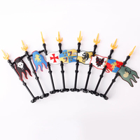 Figurine de Chevalier Médiéval en Briques : Lion Rouge, Soldat Noir, Cheval, Armure, Drapeau - Jouet de Construction Militaire