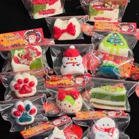 Jouets anti-stress à presser en silicone en forme de gâteau de Noël, à remontée lente, vente en gros OEM, cadeau promotionnel