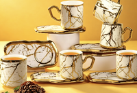 Ensemble de café et de thé de 12 pièces pour 6 personnes, design luxueux, tasses en porcelaine céramique, capacité de 3 oz/90 ml, espresso/soucoupes/cappuccino