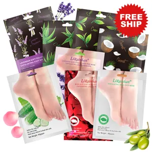 Oem Odm Groene Thee Aloë Lavendel Groothandel Zachte Voet Peeling Pack Masker Perzik Komkommer Rood Roze Rose Olijfolie Handvoetmasker