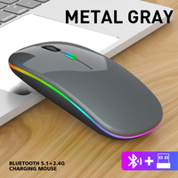 Ratón Óptico Mini Ultrafino Recargable con Retroiluminación LED RGB de 1600DPI, Inalámbrico 4D de 2.4GHz para Portátil/PC, Interfaz USB Bluetooth 3D