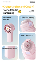 Bouteille d'eau pulvérisatrice en plastique grande capacité, ventilateur portable, rafraîchisseur manuel pour enfants, école, activités quotidiennes en extérieur