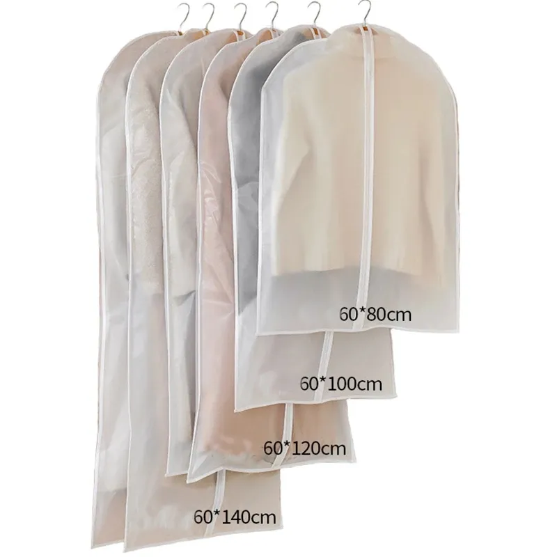 Promotional Custom Logo Household Transparent Dustproof Bulk Suit Cover Clothes Protector EVA Clear Garment Bags