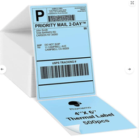 Label Pengiriman Alamat Thermal Putih 4x6 inci, Kertas Perekat Thermal untuk Printer Thermal, 500 Label/Roll untuk Zebra/Brother