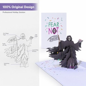 Pop Up Halloween Birthday Greeting Card Scary Grim Reaper Cake Party 3D Printed Paper Card Gift - Product Image 5