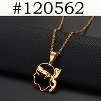 Nouveau Collier Pendentif Drapeau Corse 2025 Style Ethnique Sardaigne Bijoux en Acier Inoxydable Cadeau Tendance pour Femme # 120462