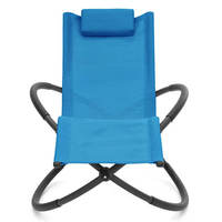 Fauteuil de jardin pliant à bascule en métal noir, ergonomique, avec dossier en maille Teslin, anti-basculement, appui-tête amovible