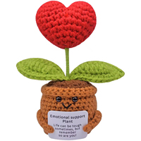 Buket Bunga Berbentuk Hati dalam Pot, Dekorasi Boneka Rajutan Tangan Bunga Matahari