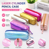 Étui à crayons multifonctionnel de grande capacité pour étudiants en matériau PU pailleté laser pour fournitures scolaires en gros