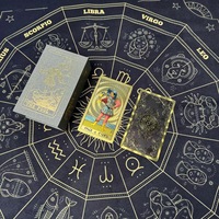 Ensemble complet de cartes de tarot en feuille d'or avec nappe, cartes de tarot en feuille d'or imperméables, jeu de table imprimé en couleur, plusieurs styles