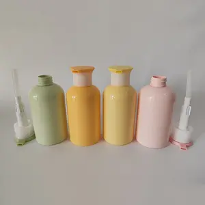 Multi Color Green Yellow Empty Plastic 300ml Lotion Emulsion Gel Wash Liquid Soap Pump Bottles for Shampoo