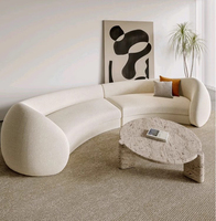 Sofá seccional minimalista de tela blanca con forma de media luna, sofá redondo moderno, sofá circular para vestíbulo de Hotel, sofá de Cachemira con forma especial