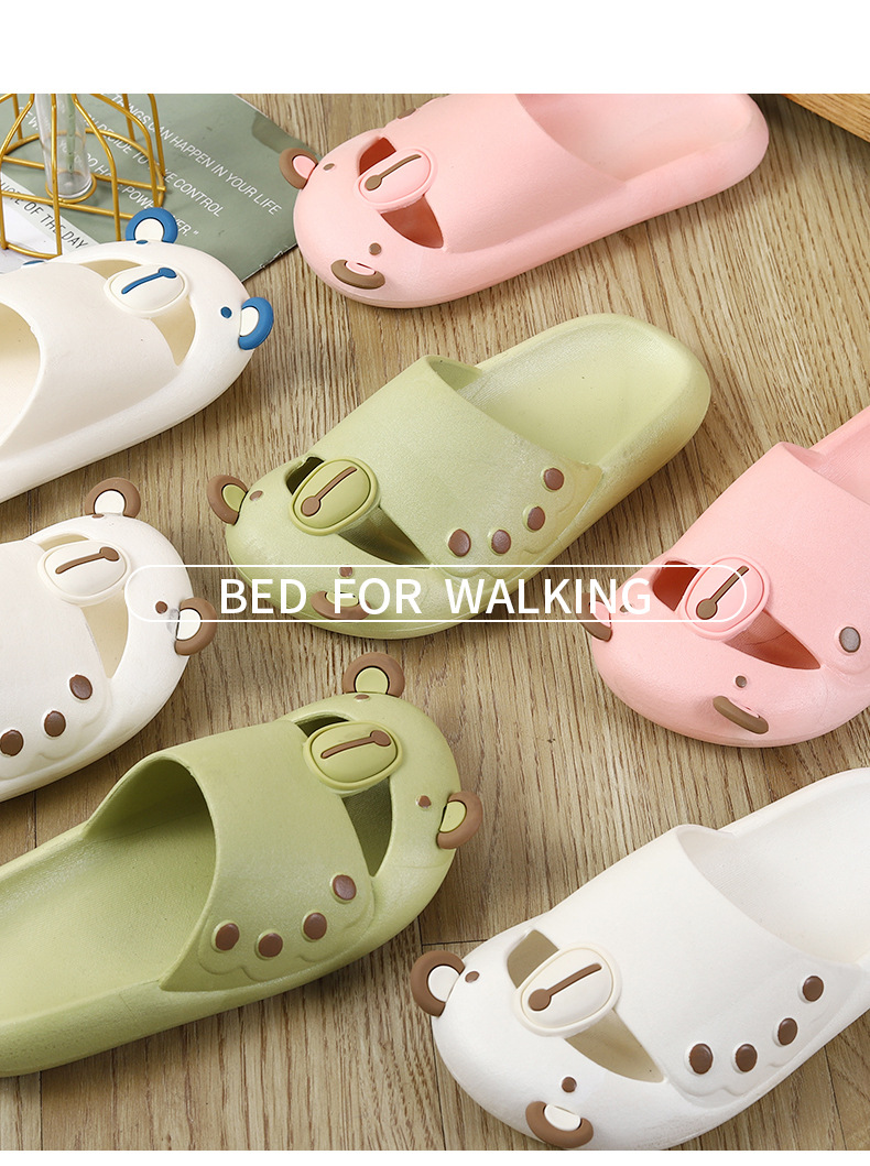 Baotou Half Slippers Women Cute Thick Soled Slides Indoor Soft Non-slip Bathroom Slippers