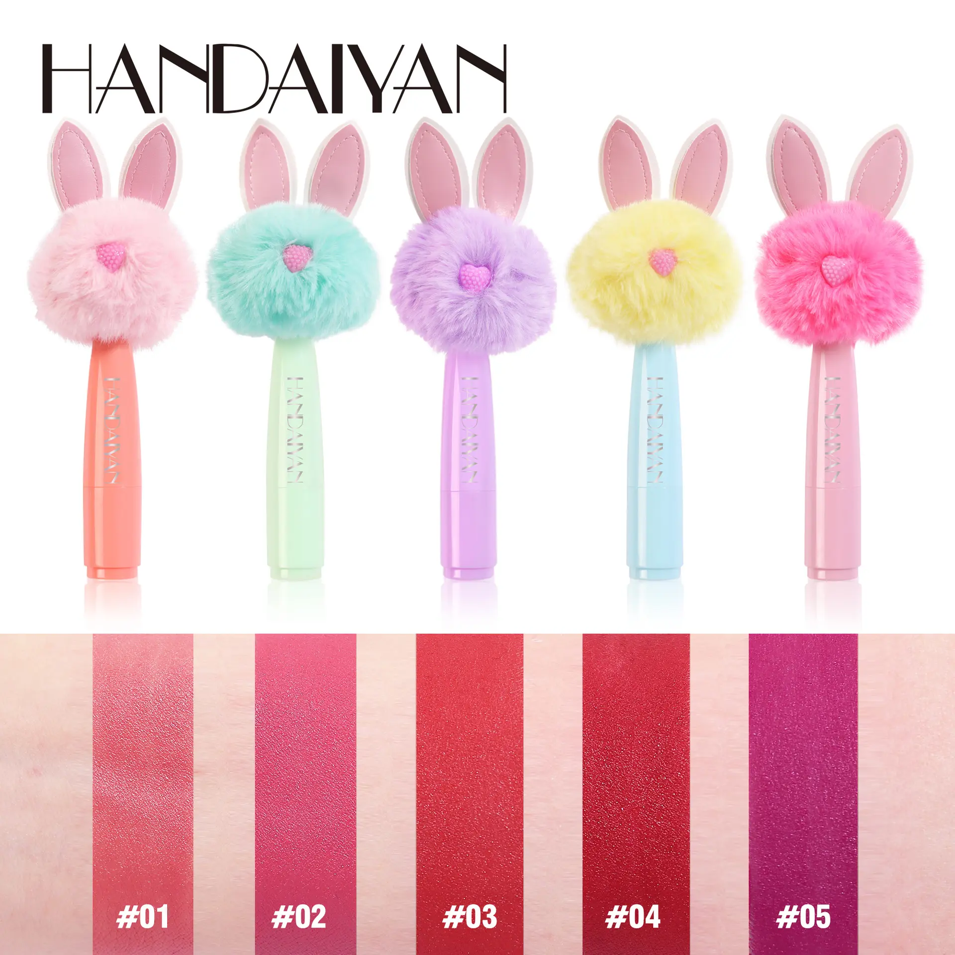 Private Label 5 color Mini rabbit plush toy Velvet mist matte lipstick wholesale can be customized waterproof pintalabios