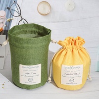 Sac cadeau en jute à fond rond écologique avec cordon de serrage, sac d'emballage pour bougies, logo personnalisé imprimé, sac cadeau en toile de jute pour Noël, bonbons