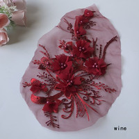 Nouveau patch de dentelle brodé en mousseline de soie, fleur 3D perlé, couture sur accessoire de robe de bricolage, 29CM