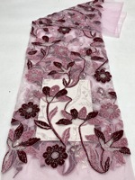 Robe en tissu de tulle floral doux pour femme, 5 yards, en dentelle française écologique, avec motif animalier, idéale pour les mariages