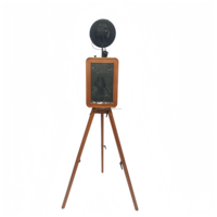 Photo Booth Kayu Lipat Dua Sisi dengan Kaki Lipat, Kompatibel dengan iPad/SLR/Kamera, WiFi, Cetak Mandiri untuk Pernikahan dan Pesta