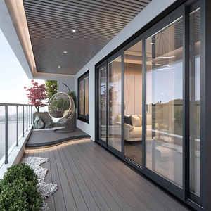 Porte coulissante en aluminium moderne et minimaliste 128, certifiée NAFS, grande porte panoramique à double vitrage insonorisée pour hôtel et centre commercial - Product Image 3