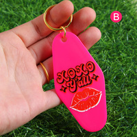 Gantungan Kunci Motel Personalisasi Warna Pink Panas Good Vibes/Mega Babe, Gantungan Kunci Barat, Aksesoris Gantungan Kunci