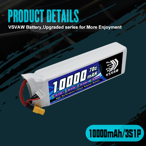 VSVAW 3S <strong>Lipo</strong> <strong>Battery</strong> 70C <strong>10000mAh</strong> 11.1V <strong>Lipo</strong> <strong>Battery</strong> with T/XT60/XT90 Connector for RC Airplane Quadcopter Helicopter FPV Drone - Product Image 3