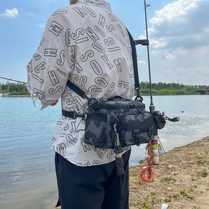 Custom Large Capacity Multi-functional Waist Bag <b>Waterproof</b> <b>Outdoor</b> Fishing Rod Bag With Gear <b>Storage</b> Fly Fishing Chest Pack - Product Image 3
