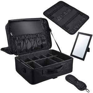 Large <b>Makeup</b> Bag Professional <b>Makeup</b> Train Case Portable Cosmetic Storage Travel Backpack <b>Box</b> Salon Barber Carrying Bags - Product Image 1