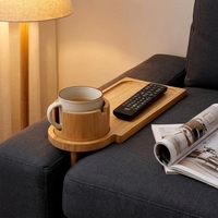 Nieuwe bamboe sofa caddy, Europees design, ovale vorm, makkelijk schoon te maken, dienblad voor snacks en ontbijt in de woonkamer, opbergblad voor fruit tussen de banken.