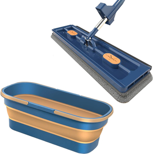 Flat <strong>Mop</strong> Collapsible Bucket <strong>Floor</strong> Cleaning Foldable Bucket with Wheels Portable Water Pail for House Car Washing Camping Fishing - Product Image 1