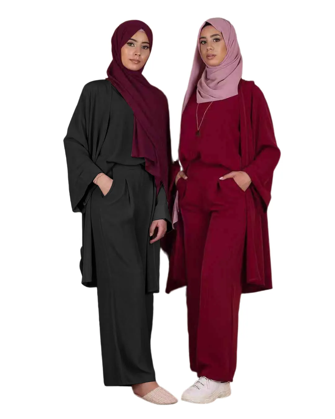 Abaya — ensemble 3 pièces pour femmes, vêtements islamiques, grande taille, tenue musulmane, vente en gros,