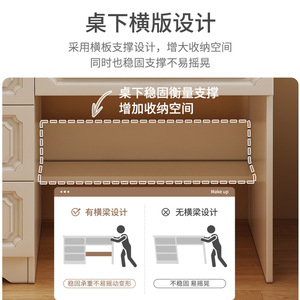 Ensemble de coiffeuse de luxe avec miroir lumineux pour chambre à coucher, style nordique moderne, table de maquillage pour enfant, fonction électrique brevetée - Product Image 4