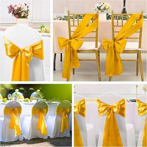 Saten sandalye Sashes ve yaylar düğün etkinlikleri ziyafet plaj ve sandalye kılıfı için otel sandalyeleri dekorasyon - Product Image 4