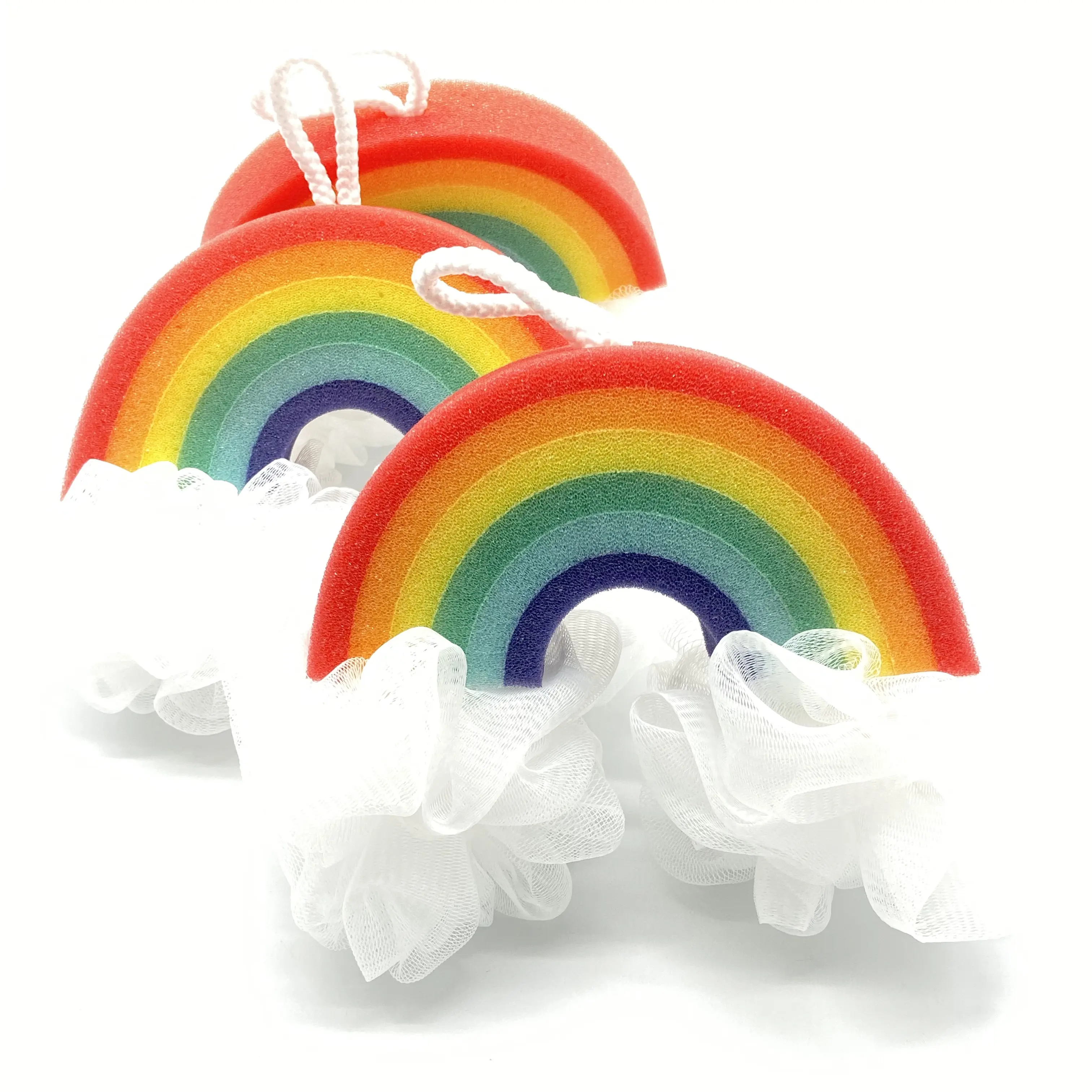 Hot Selling Fashion Schöne Regenbogen geformte Baby wanne Schwamm Körper Dusch ball