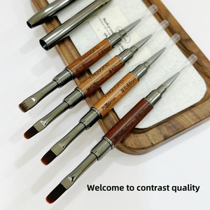 High Quality Custom Logo Dual-End Liner Short Glue Painting Nail <b>Brush</b> Long Gel Square Nail Sandal Wood Nylon - Product Image 5