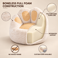 Fauteuil de salon moderne en forme de patte de chat, sans structure, entièrement en mousse, compressé sous vide, pour salon et chambre à coucher