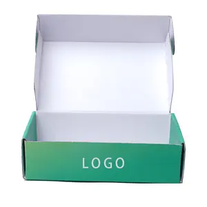 Caja de regalo de papel de transporte de ropa corrugado verde de embalaje de caja de impresión personalizada de lujo caliente