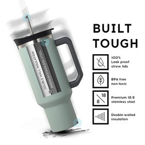 Özel logo 2024 yeni sıcak seyahat kupa 40oz paslanmaz çelik kulplu fincan ve pipetli bardak - Product Image 3