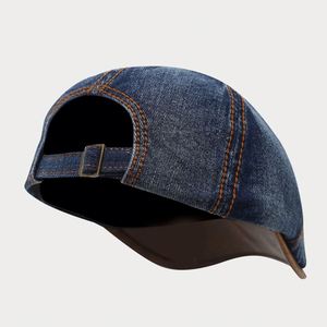 Nouvelle Arrivée 2025 – Casquette Gavroche en Jean Délavé Tendance pour Femme et Homme, Chapeau Béret Rétro Décontracté d'Extérieur avec Visière en Cuir PU - Product Image 3