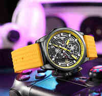 Montre chronographe à quartz pour homme MEGIR 2235, bracelet en silicone étanche, montre sport avec cadran ajouré en alliage, design tendance