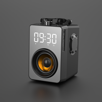 Altavoz portátil inalámbrico estéreo con control remoto, radio reloj despertador