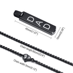 Custom Unique Simple Design Smooth <b>Titanium</b> Name Custom Made Cube Strip Geometry Pendant Cuban Stainless Steel <b>Necklace</b> for <b>Men</b> - Product Image 4